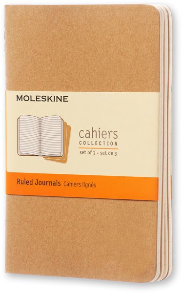 MOLESKINE Notizheft Cahier A6 704925 liniert, natur 3 Stück