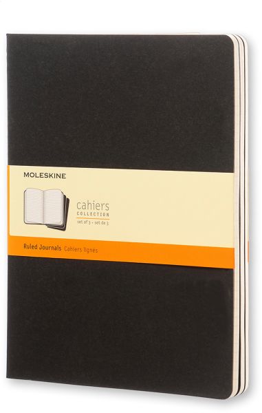 MOLESKINE Notizheft Cahier XL 25x19cm 705014 liniert, schwarz 3 Stück