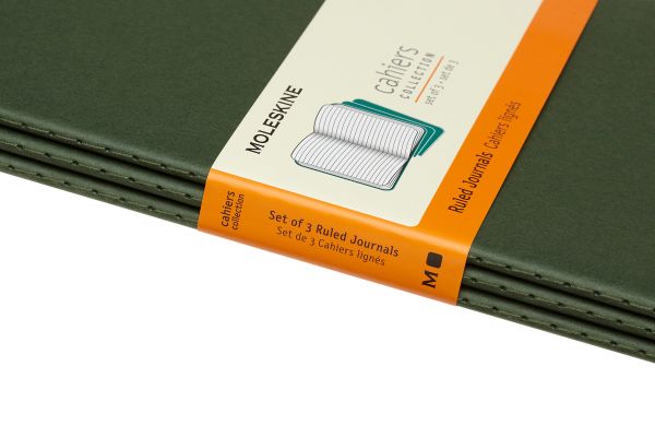 MOLESKINE Cahier L/A5, 3x, Liniert 855273 Myrtengrün 3 Stück