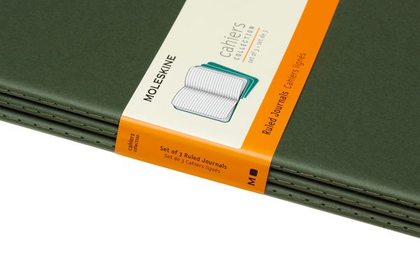 MOLESKINE Cahier XL, 3x, Liniert 855334 Myrtengrün 3 Stück