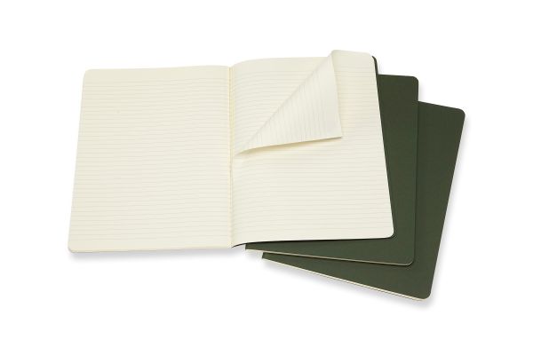 MOLESKINE Cahier XL, 3x, Liniert 855334 Myrtengrün 3 Stück