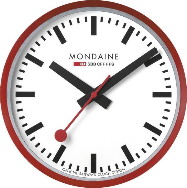 MONDAINE Wanduhr 250mm A990.11SBC rot/weiss