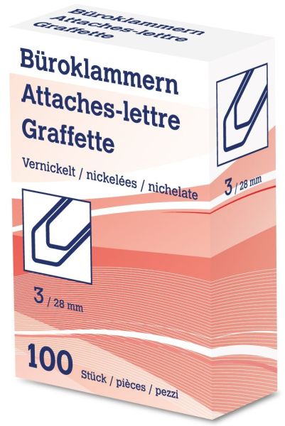 NEUTRAL Büroklammern Nr. 3 6204 28mm vernickelt 100 Stk.