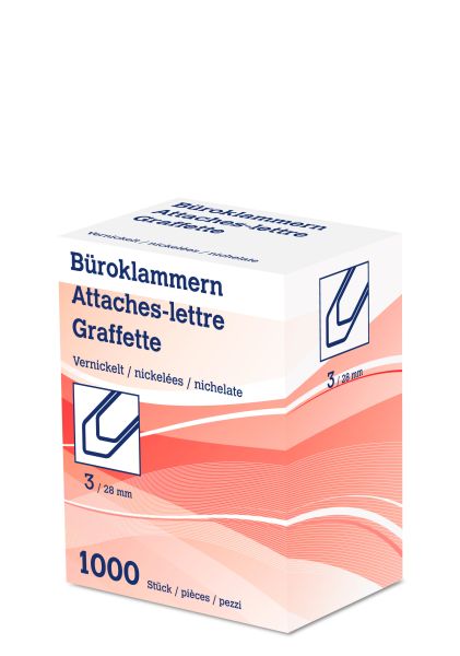 NEUTRAL Büroklammern Nr. 3 6212 28mm vernickelt 1000 Stk.