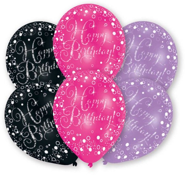 NEUTRAL Latexballons 6 Stk. 9901070 pink, purple, black 27.5cm