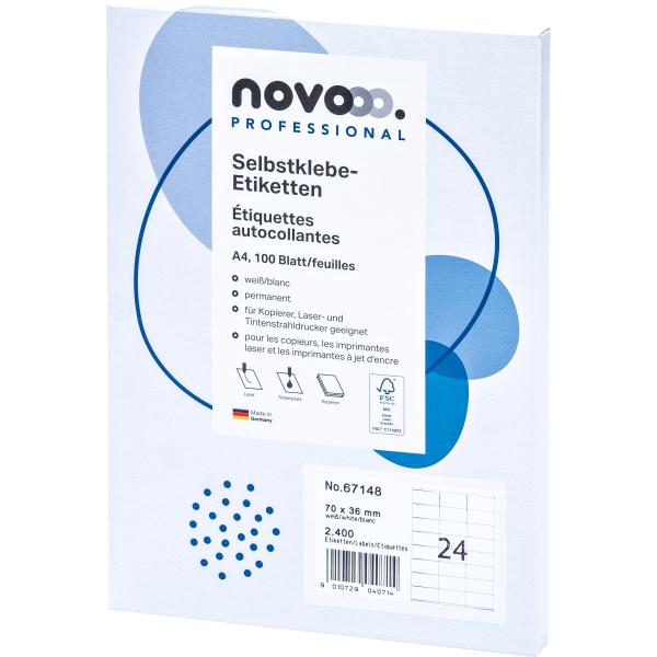 NOVOOO Etiketten 70x36mm 67148 weiss 2400 Stück