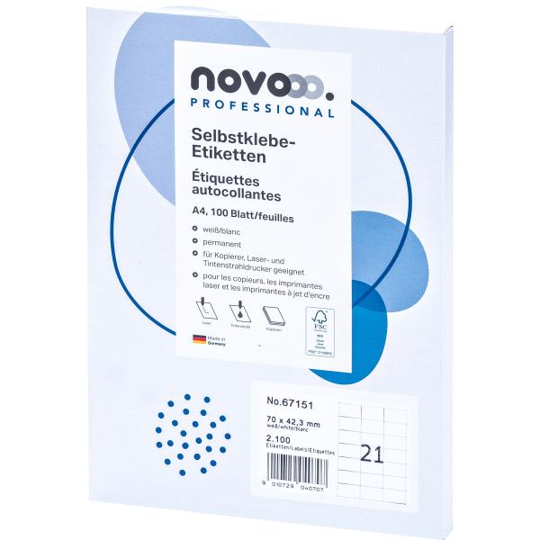 NOVOOO Etiketten 70x42.3mm 67151 weiss 2100 Stück