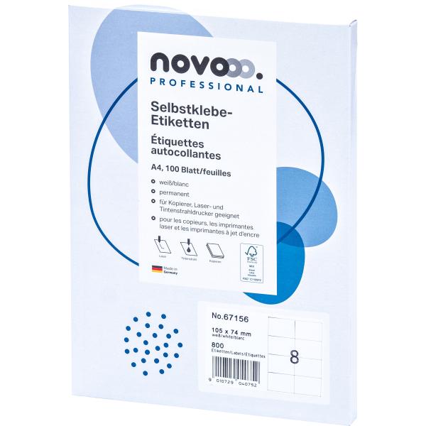 NOVOOO Etiketten 105x74mm 67156 weiss 800 Stück