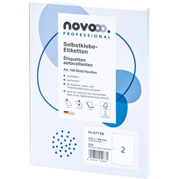 NOVOOO Etiketten 210x148mm 67158 weiss 200 Stück