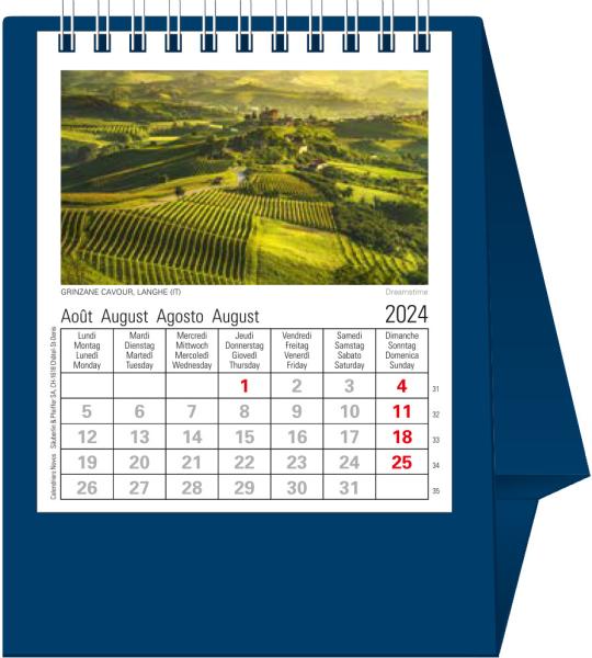 NOVOS Tischkalender Europa 2024 500046 dunkelblau, 1M/S, 11.5x13.5cm