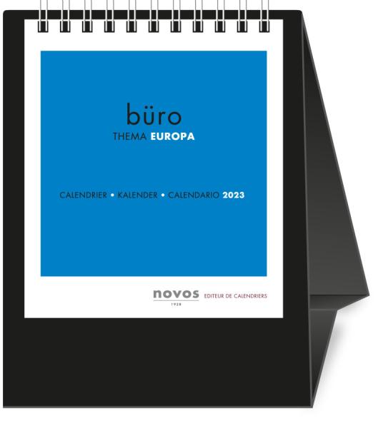 NOVOS Tischkalender Europa 2024 500053 schwarz, 1M/S, 11.5x13.5cm