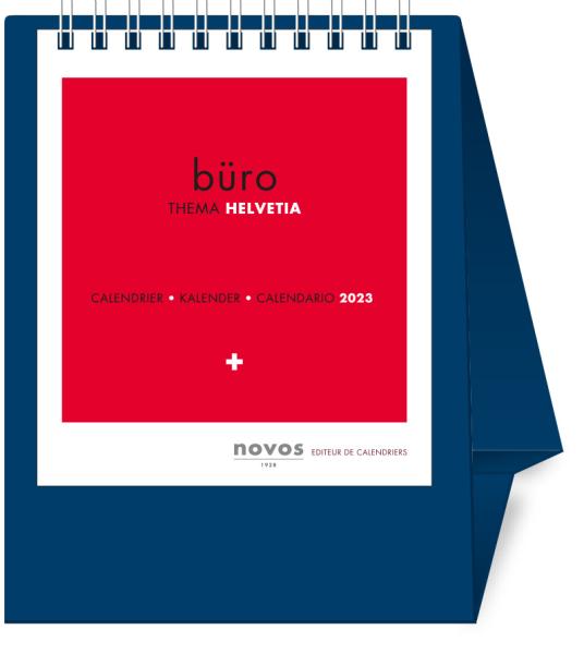 NOVOS Tischkalender Helvetia 2024 501043 dunkelblau, 1M/S, 11.5x13.5cm