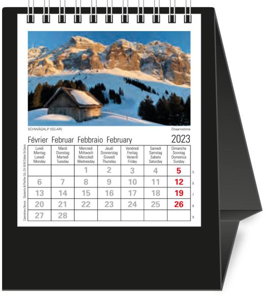 NOVOS Tischkalender Helvetia 2024 501050 schwarz, 1M/S, 11.5x13.5cm