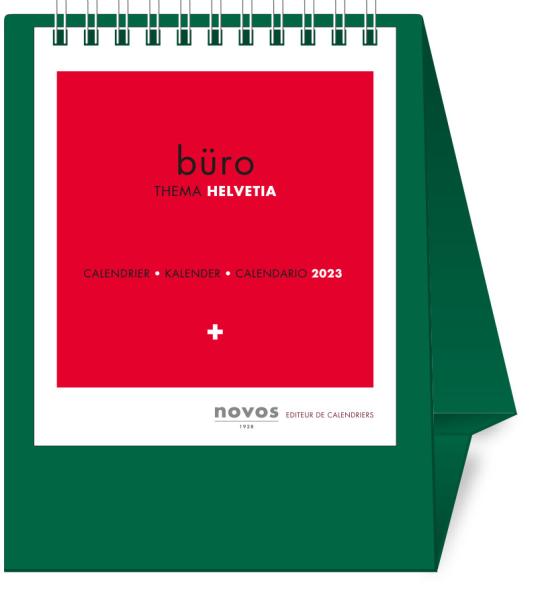 NOVOS Tischkalender Helvetia 2024 501081 dunkelgrün, 1M/S, 11.5x13.5cm