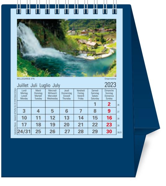 NOVOS Tischkalender Natura 2024 997045 dunkelblau, 1M/S, 11.5x13.5cm