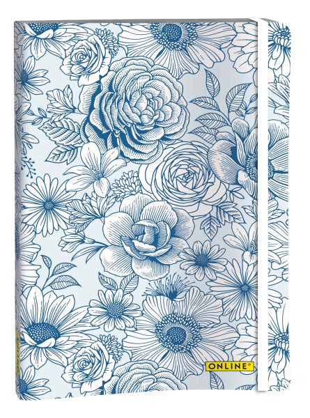 ONLINE Bullet Journal Blue Flowers A5 18022 120g, 72 Blatt dotted