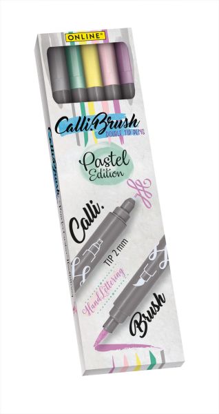 ONLINE Callibrush Pen Double Tip 2mm 19079 Pastel ass. 5 Stück