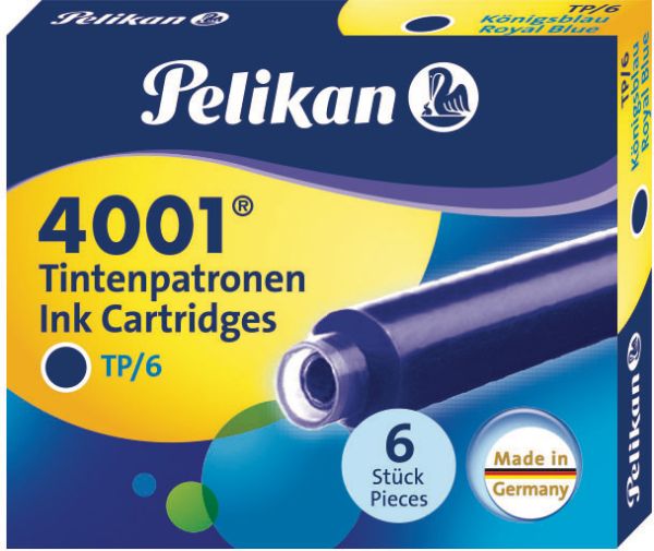 PELIKAN Tintenschreib.-Patronen TP/6 301176 königsblau, löschbar 6 Stück