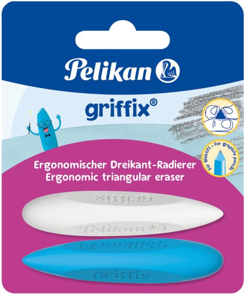 PELIKAN Radiergummi Griffix 605311 blau/weiss 2 Stück