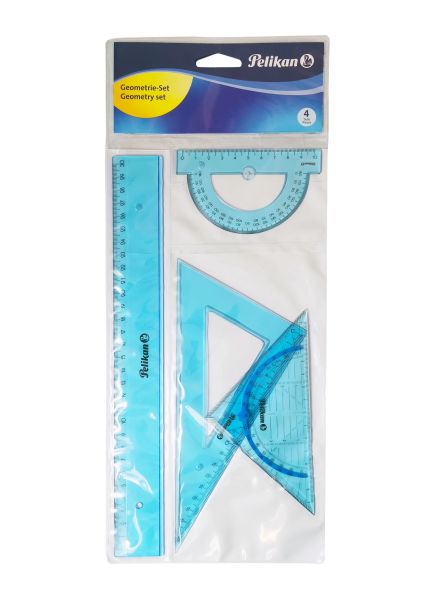 PELIKAN Geometrie-Set 7137430 transparent blau, 4-teilig