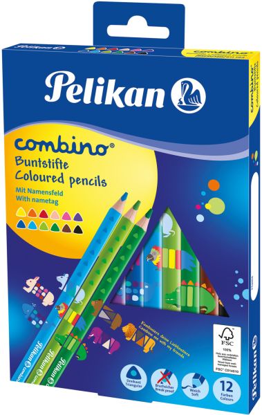 PELIKAN Buntstifte Combino 811194 12 Farben Tier-Motive