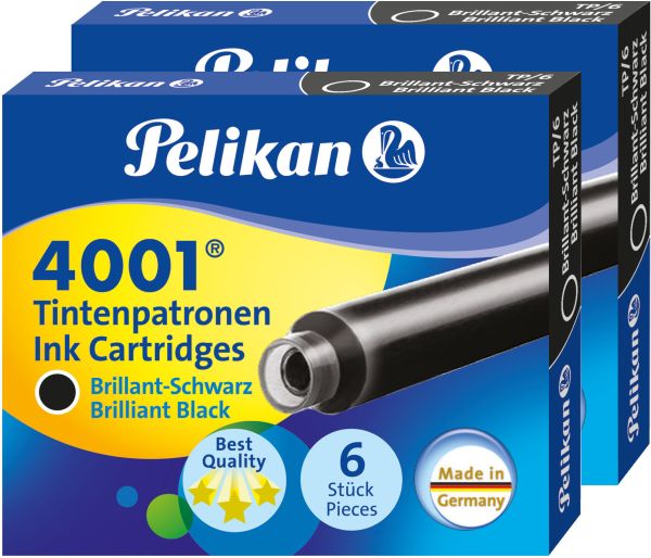 PELIKAN Tintenpatrone TP/6/2/B schwarz 12 Stück, Blister