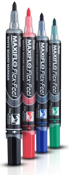 PENTEL Whiteboard Marker Maxiflo MWL5SBF-4 FlexFeel, 4 Stück