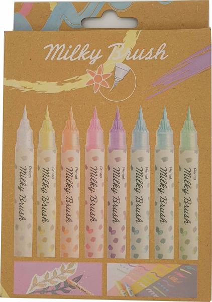 PENTEL Pinselstift Milky Brush XGFH-P8 assortiert, 8Stk.