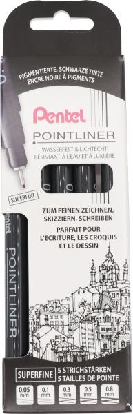 Pentel pointliner pigment superfine ys20p-5a schwarz 5 stück - Pentel-ys20p-5a-5011433055159