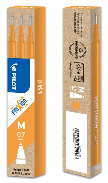 PILOT FriXion Refill 0.7mm BLS-FR7-AO apricot-orange 3 Stück