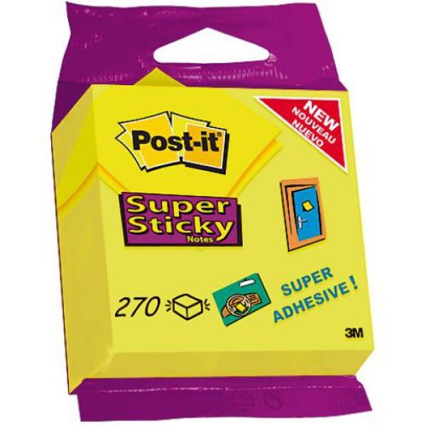 POST-IT Haftnotizen Würfel 76x76mm 2014-S Super Sticky neongelb 270 Bl.