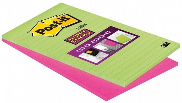 POST-IT Block Super Sticky 125x200mm 5845-SSEU grün/pink, 2x45 Blatt, liniert