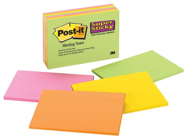 POST-IT Super Sticky Big Notes 4x45Bl. 6445-4SS 4 Farben ass. 152x101mm