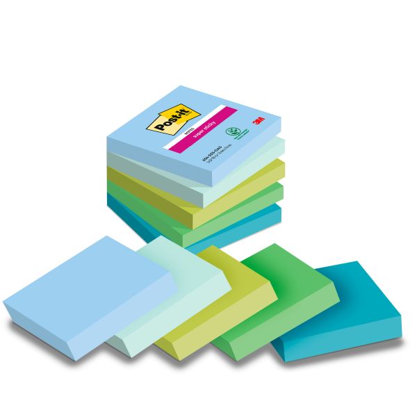 POST-IT Block Super Sticky Oasis 654-5SS-OAS 5-farbig, 5x90 Blatt 76x76mm