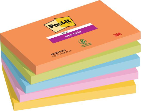 POST-IT Super Sticky Notes 127x76mm 655-5SS-BOOS 3 Farben 6x90 Blatt