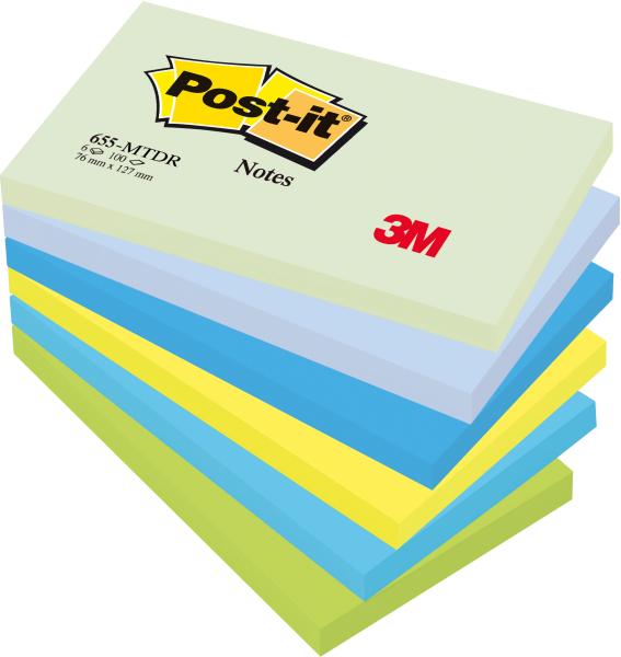 POST-IT Haftnotizen Dream 127x76mm 655-MTDR 6-farbig 6x100 Blatt