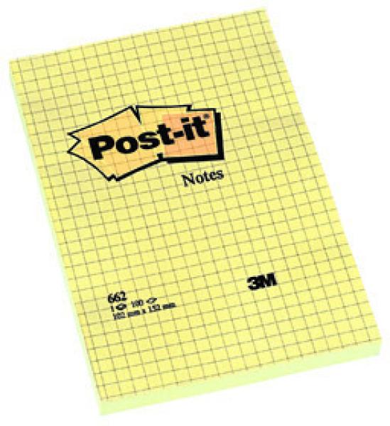 POST-IT Haftnotizen 152x102mm 662Y gelb, 100 Blatt, kariert