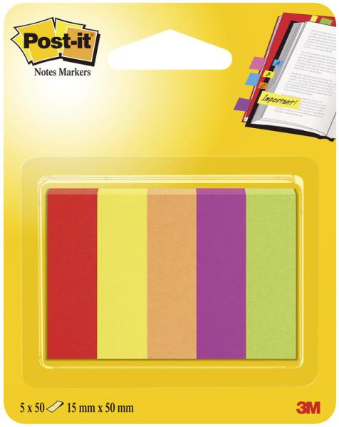 POST-IT Page Marker 15mmx50mm 670-5-BEA 5 Farben 5x50 Streifen