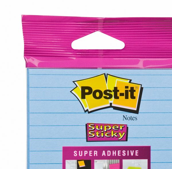 POST-IT Block Super Sticky 102x152mm 6844L-NB hellblau,45 Bl.,liniert,hängb.