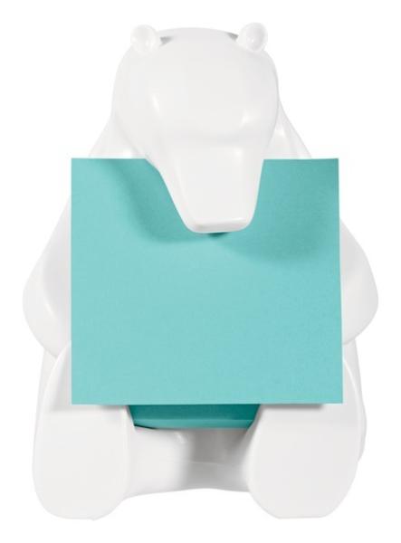 POST-IT Z-Notes Bear Dispenser 76x76mm BEAR-330 aquawave