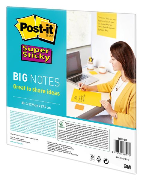 POST-IT Super Sticky Big Notes BN11-EU gelb, 30 Blatt 279x279mm