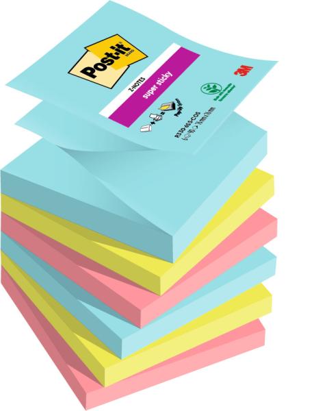 POST-IT Super Sticky Z-Notes 76x76mm R3306SSCO Cosmic 3 Farben 6x90 Blatt