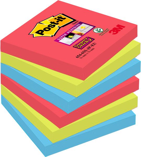 POST-IT Z-Notes Jewel Pop 76x76mm R3306SSJP 3-farbig ass., 6x90 Blatt