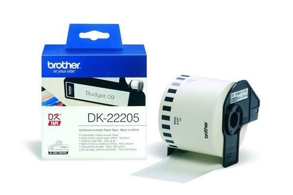 PTOUCH Endlos-Etiketten 62mmx30.48m DK-22205 QL-500/550 Papier Rolle