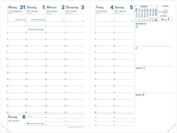 QUO-VADIS Agenda Geschäft Club 2025 0041444Q 1W/2S hellblau DE 10x15cm