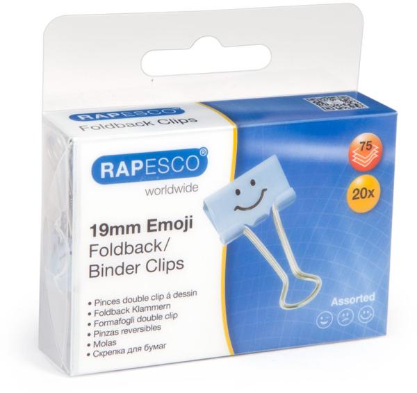 RAPESCO Foldback Clip Emoji 19mm 1350 hellblau 20 Stück