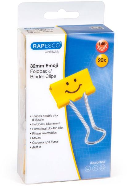 RAPESCO Foldback Clip Emoji 32mm 1354 gelb 20 Stück