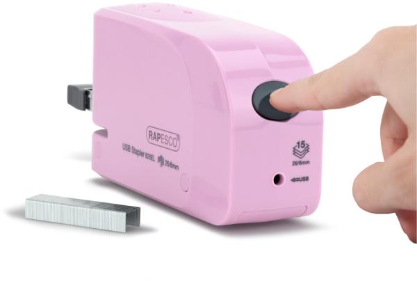 RAPESCO Heftgerät Autom. USB/Batterie 1451 rosa