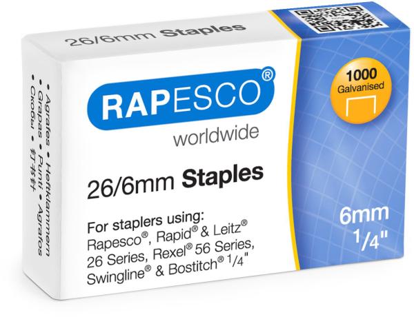 RAPESCO Heftklammern 26/6mm S11661Z3 1000 Stück verzinkt