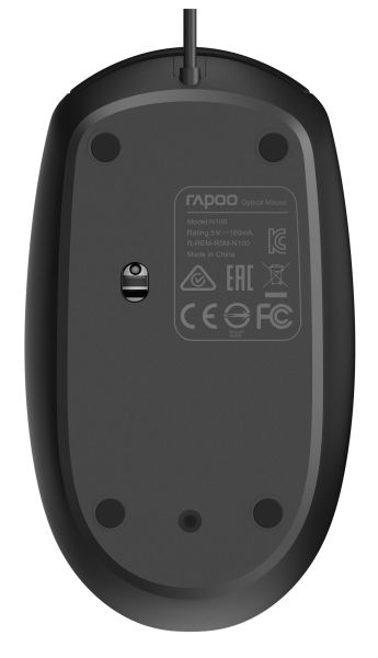 RAPOO N100 wired Optical Mouse 18050 Black